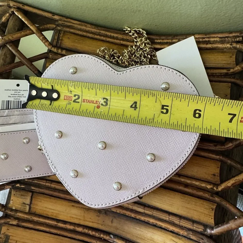 Kate Spade Love Shack Mini Heart Crossbody Lilac Moonlight Pink With Pearls